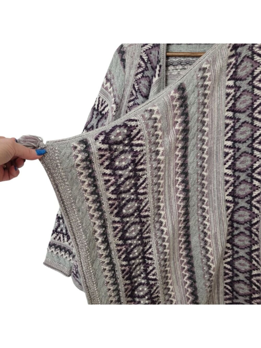 Calypso St. Barth Baby Alpaca Knit Cardigan Sweater Womens Size S Purple Gray - Picture 9 of 9